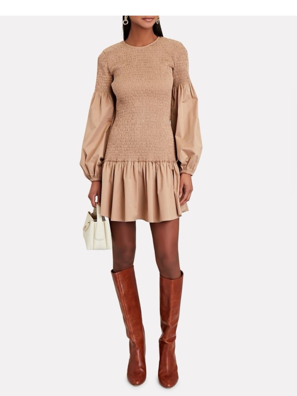 A.L.C Smockneck Long Sleeve Mini Dress